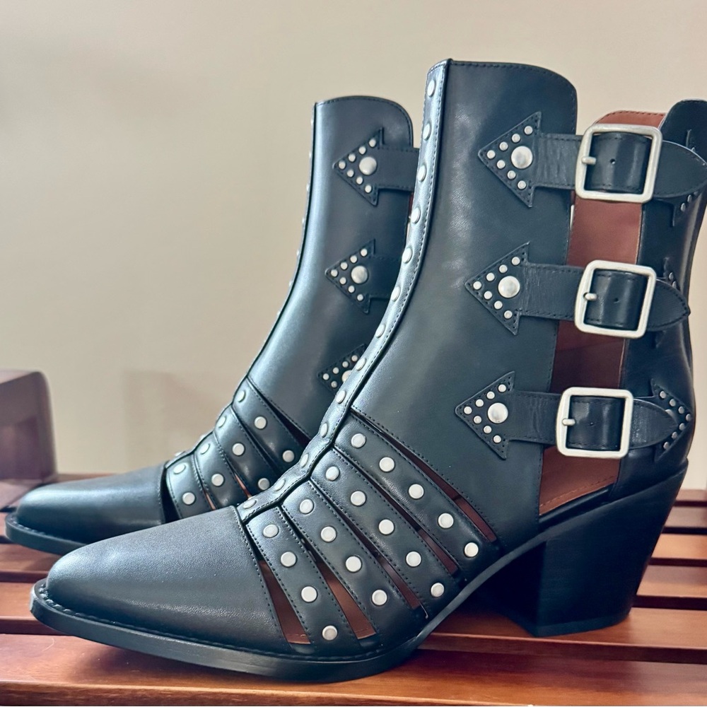 COACH Studded Black Ankle Boots